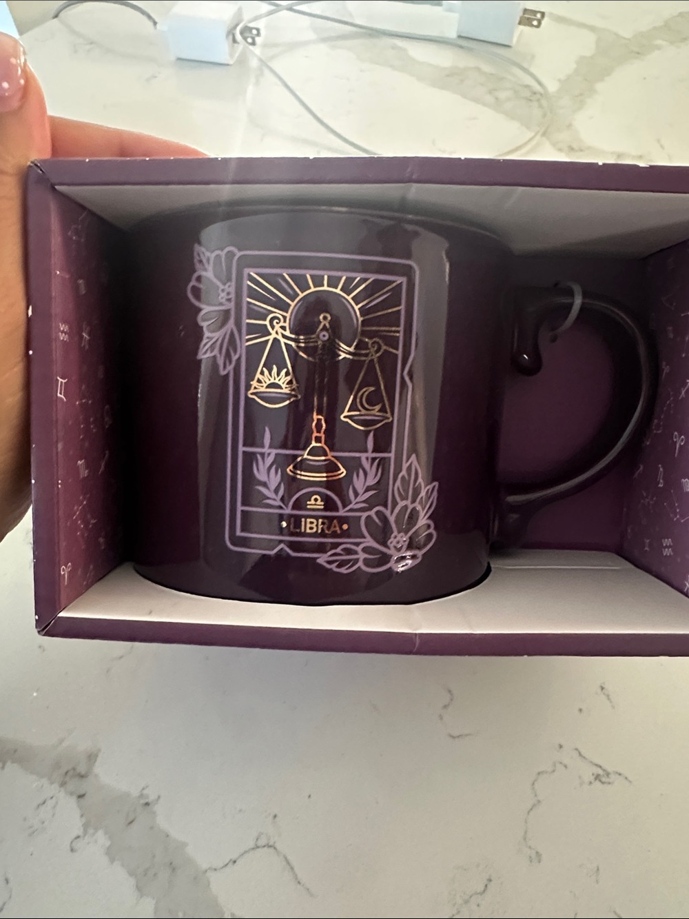 Libra Zodiac Ceramic Mug in Deep Plum - Picture 2 of 2